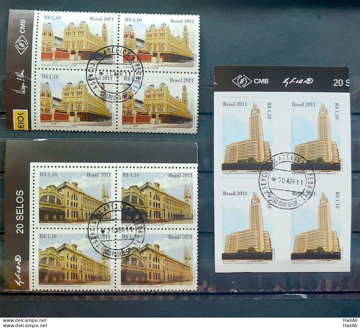 C 3085 Brazil Stamp Railway Station Luz Julio Prestes Train 2011 Block Of 4 CPD SP Complete Series - Unused Stamps