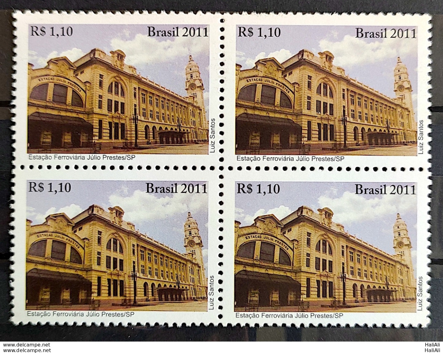 C 3086 Brazil Stamp Light Station Railroad Train Julio Prestes Sao Paulo 2011 Block Of 4 - Nuovi