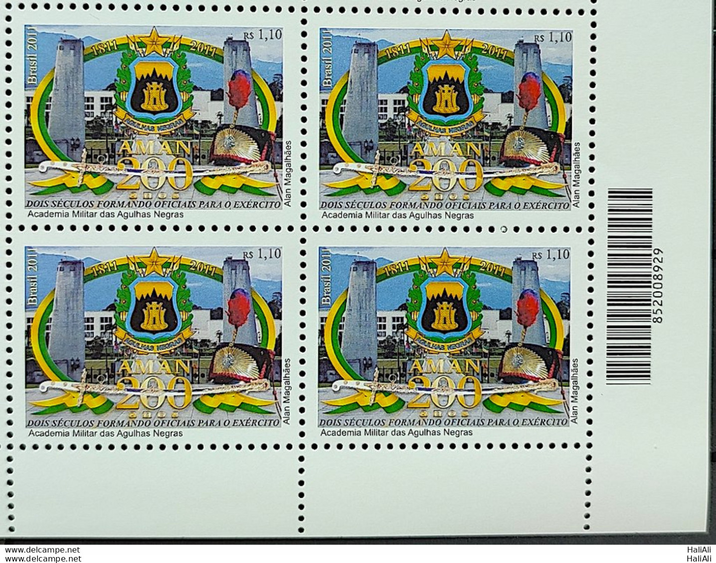 C 3084 Brazil Stamp Military Academy Of Agulhas Negras Education 2011 Block Of 4 Bar Code - Nuevos