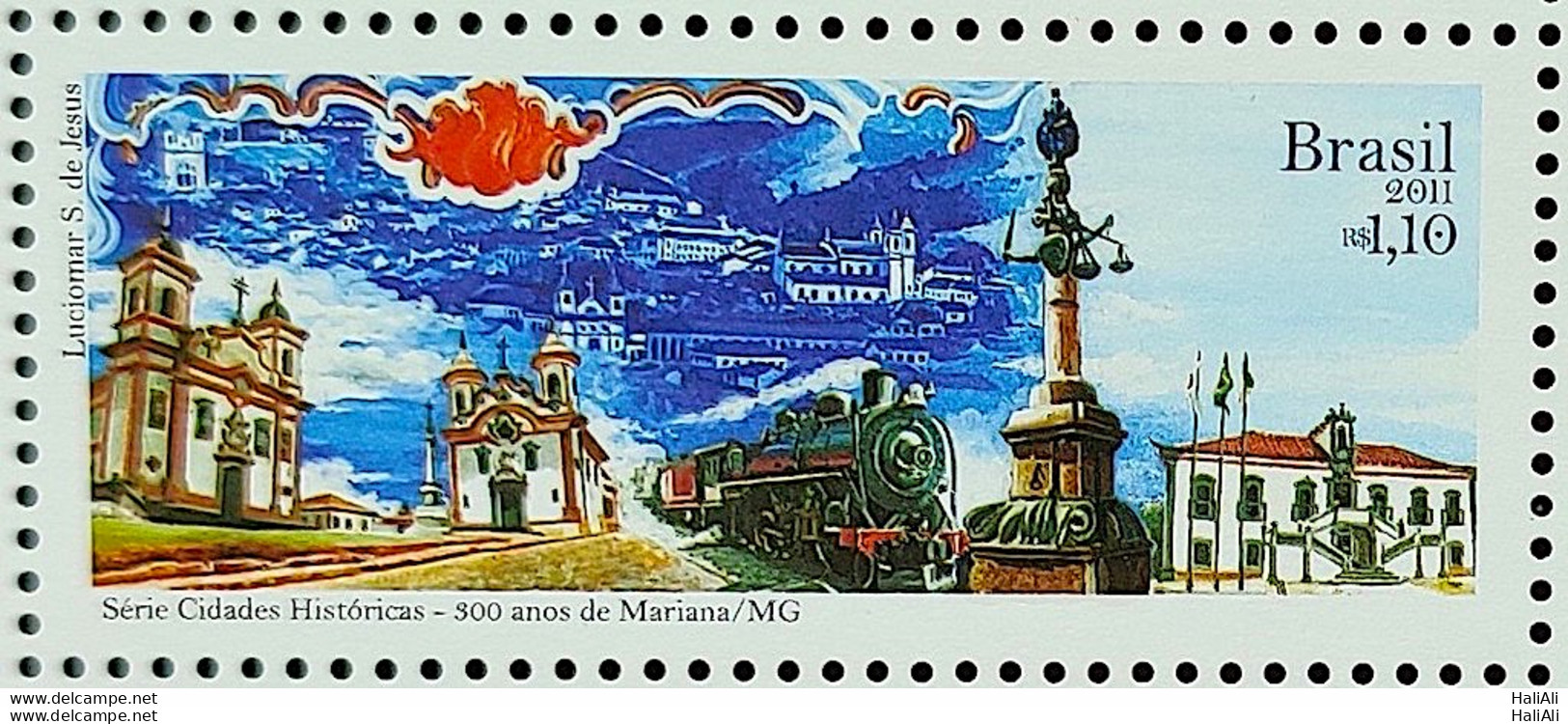 C 3083 Brazil Stamp Historic Cities Mariana Church Train 2011 - Nuevos