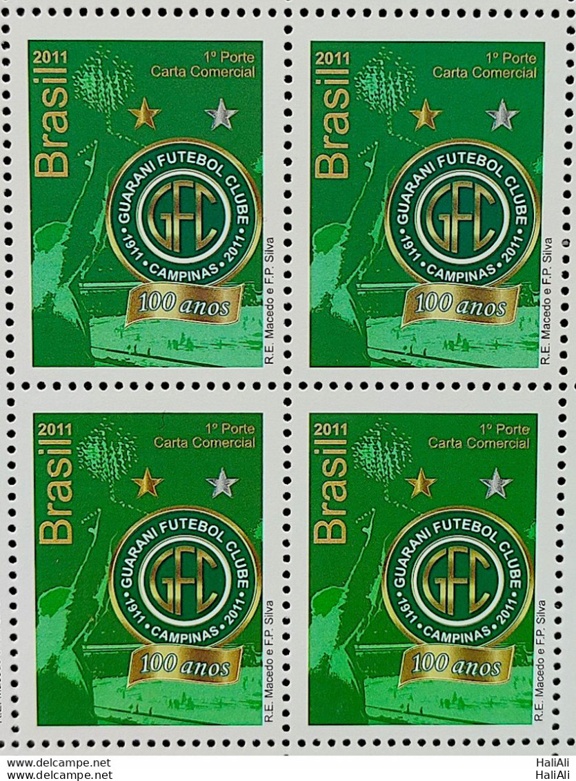 C 3082 Brazil Stamp Guarani Football 2011 Block Of 4 - Unused Stamps