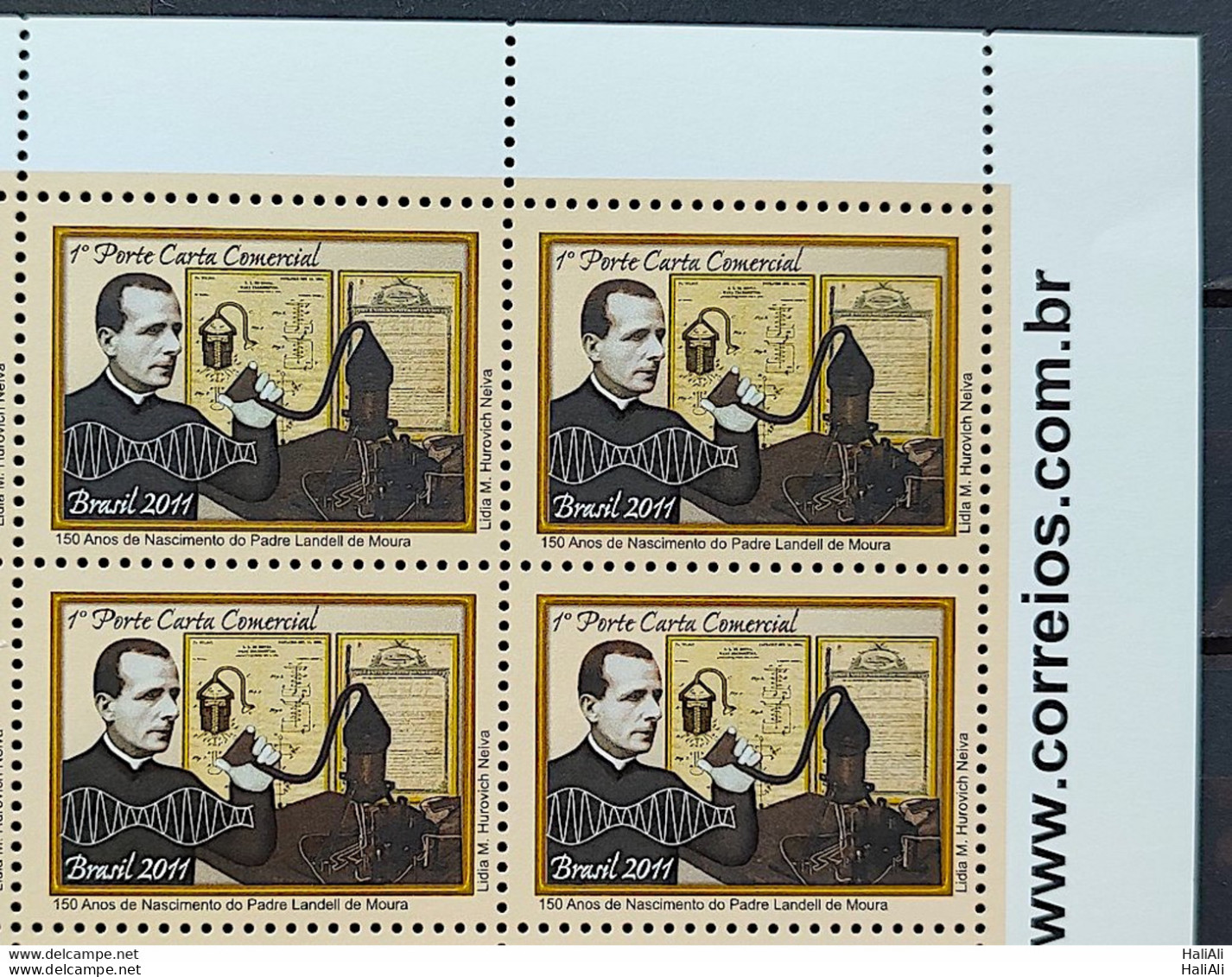 C 3080 Brazil Stamp Priest Landell De Moura Communication Science 2011 Block Of 4 Vignette Site - Nuovi