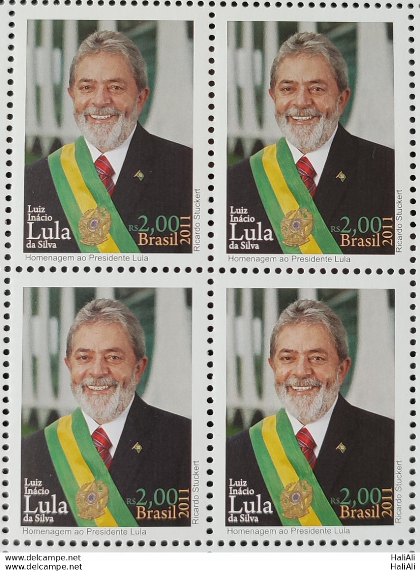 C 3077 Brazil Stamp Head Of State President Lula 2011 Block Of 4 - Unused Stamps