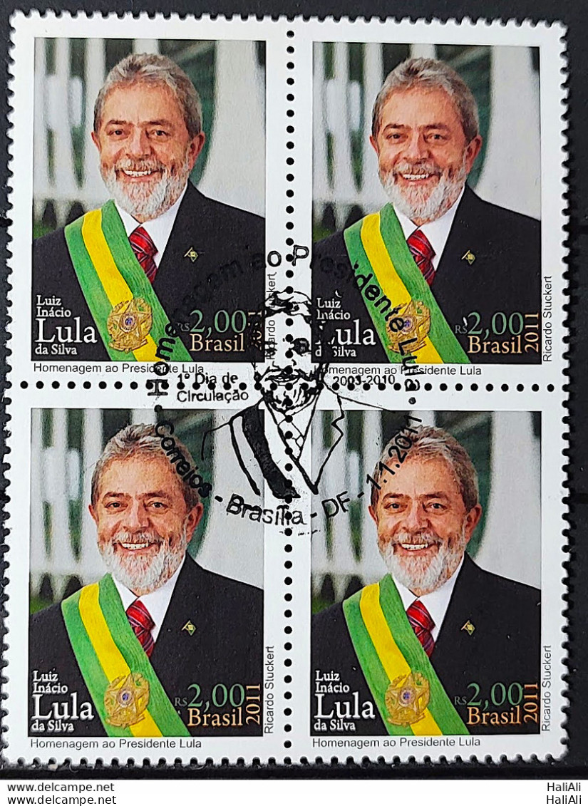 C 3077 Brazil Stamp Head Of State President Lula 2011 Block Of 4 CBC Brasilia - Nuevos