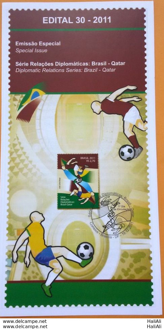 Brochure Brazil Edital 2011 30 Diplomatic Relations Qatar Football Soccer Without Stamp - Nuevos
