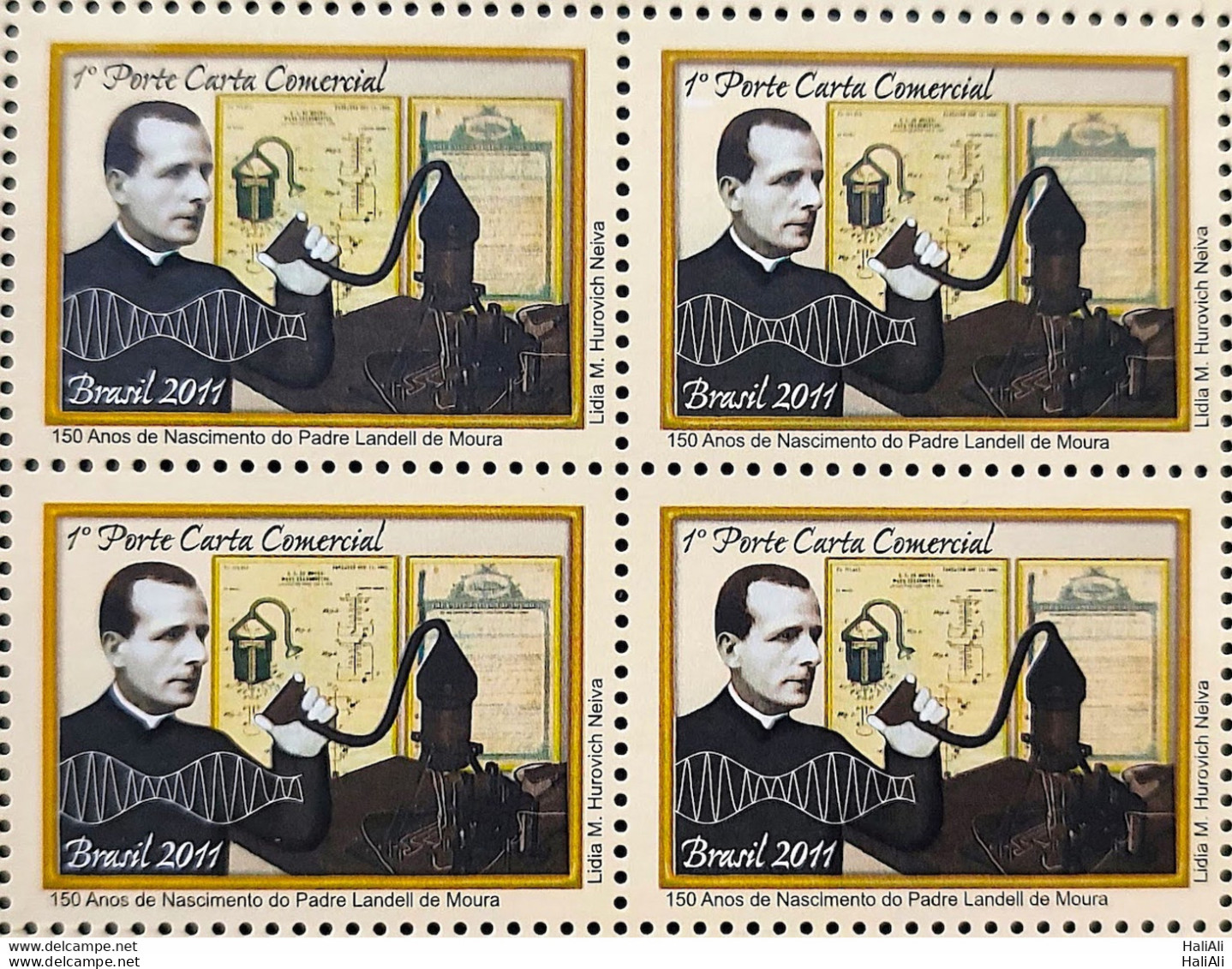 C 3080 Brazil Stamp Father Landell De Moura Communication Science 2011 Block Of 4 - Nuovi