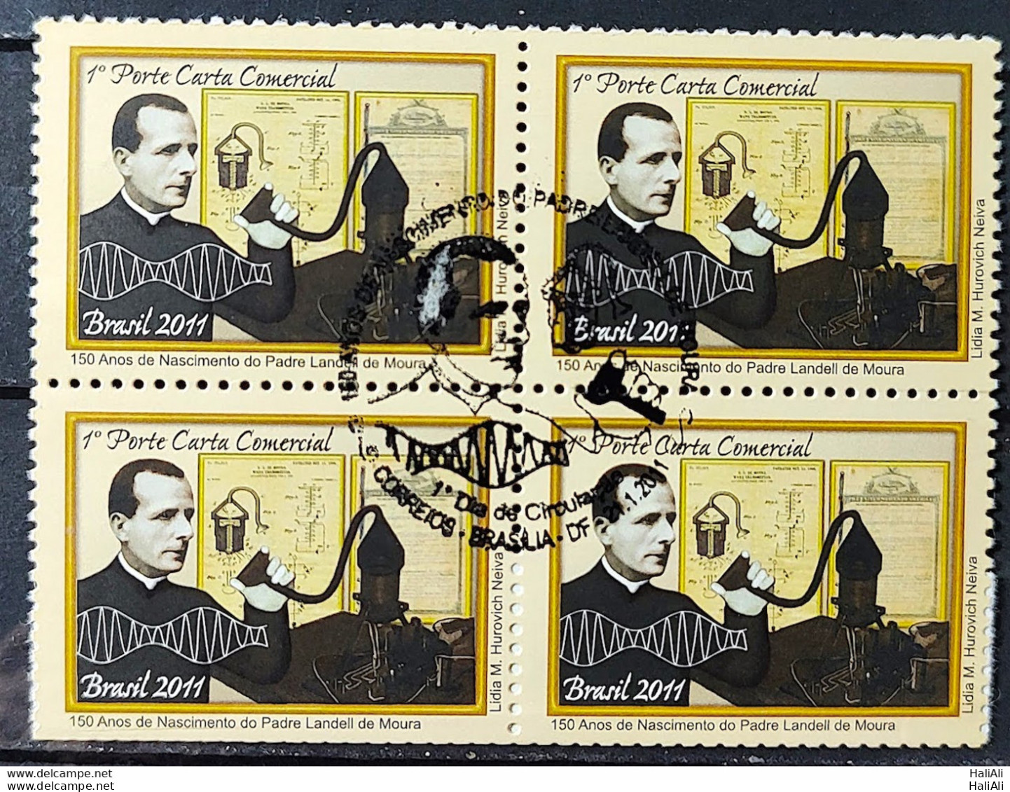 C 3080 Brazil Stamp Father Landell De Moura Communication Science 2011 Block Of 4 CBC Brasilia - Neufs