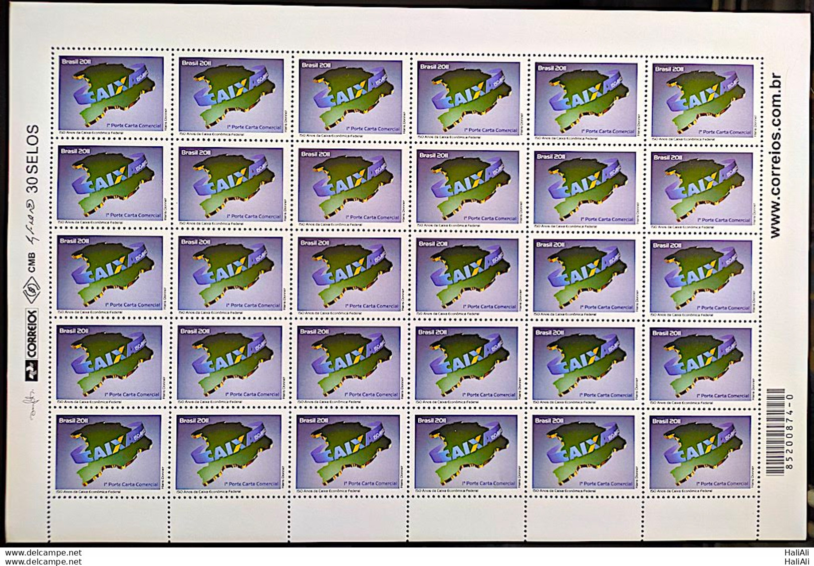 C 3078 Brazil Stamp Bank Box Economic Federal Map Economy 2011 Sheet - Unused Stamps