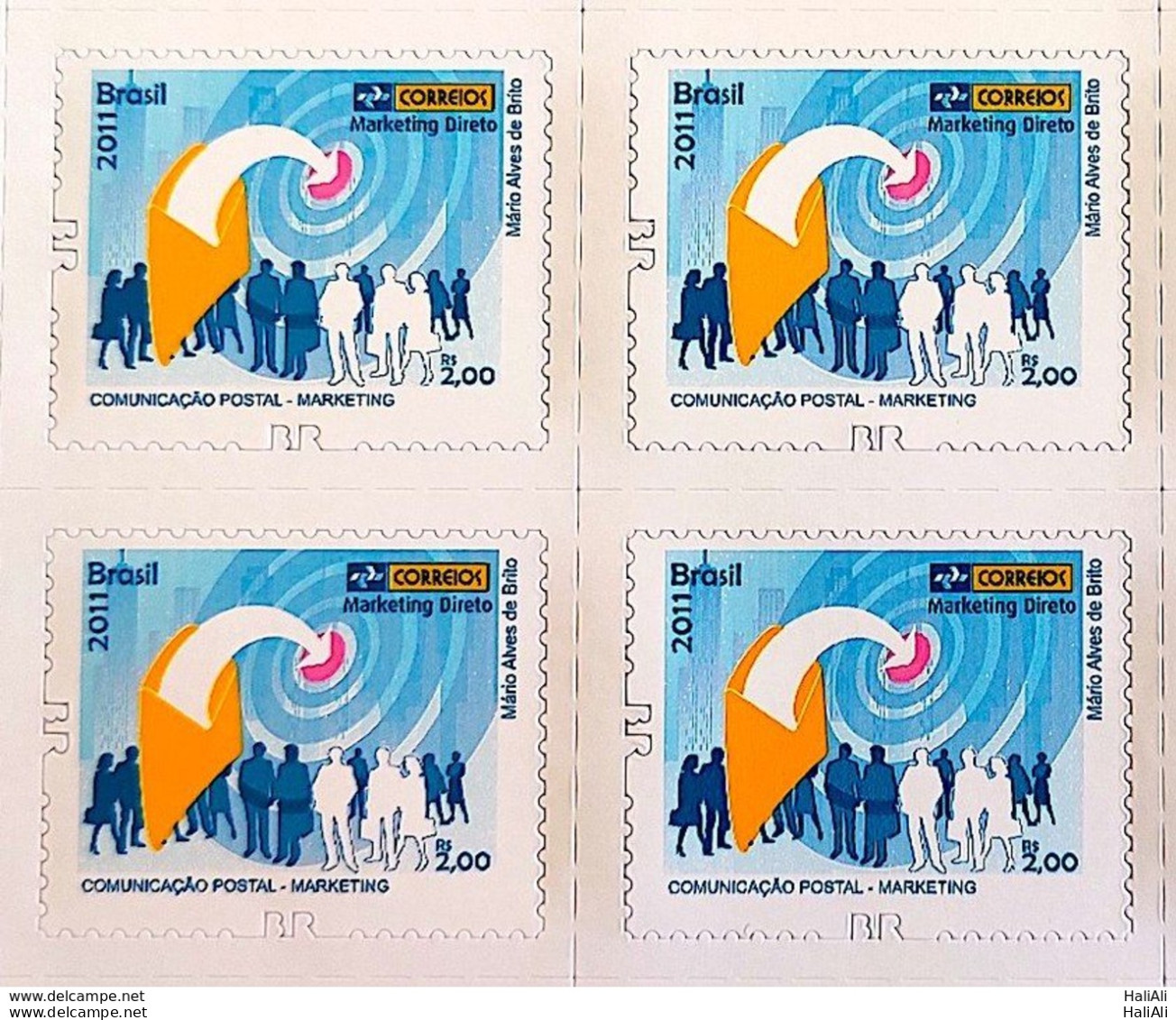Brazil Regular Stamp RHM 861 Postal Services Marketing Perforation BR 2011 Block Of 4 - Unused Stamps