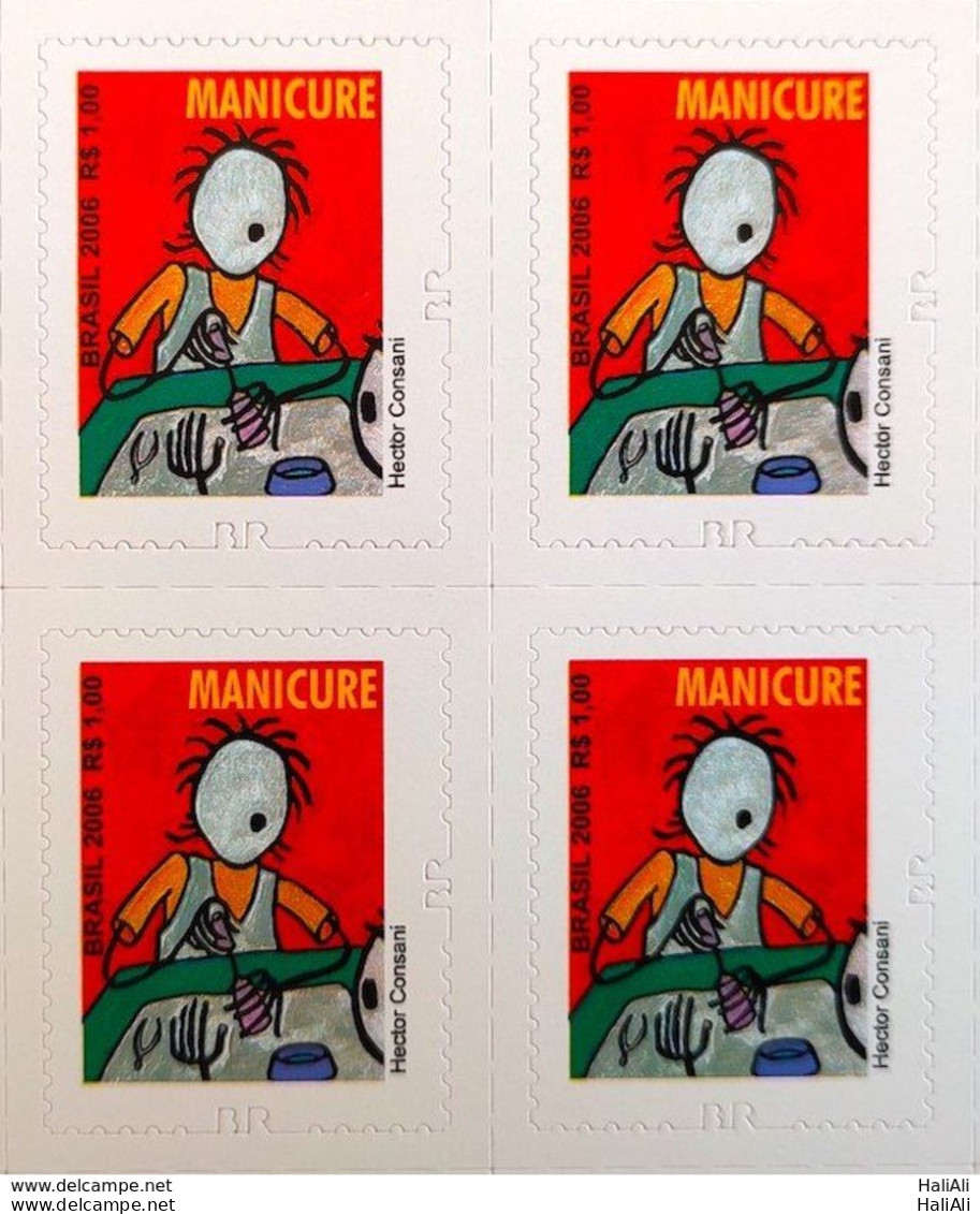 Brazil Regular Stamp RHM 859 Profession Manicure Work Economy Perforation BR 2011 Block Of 4 - Nuovi