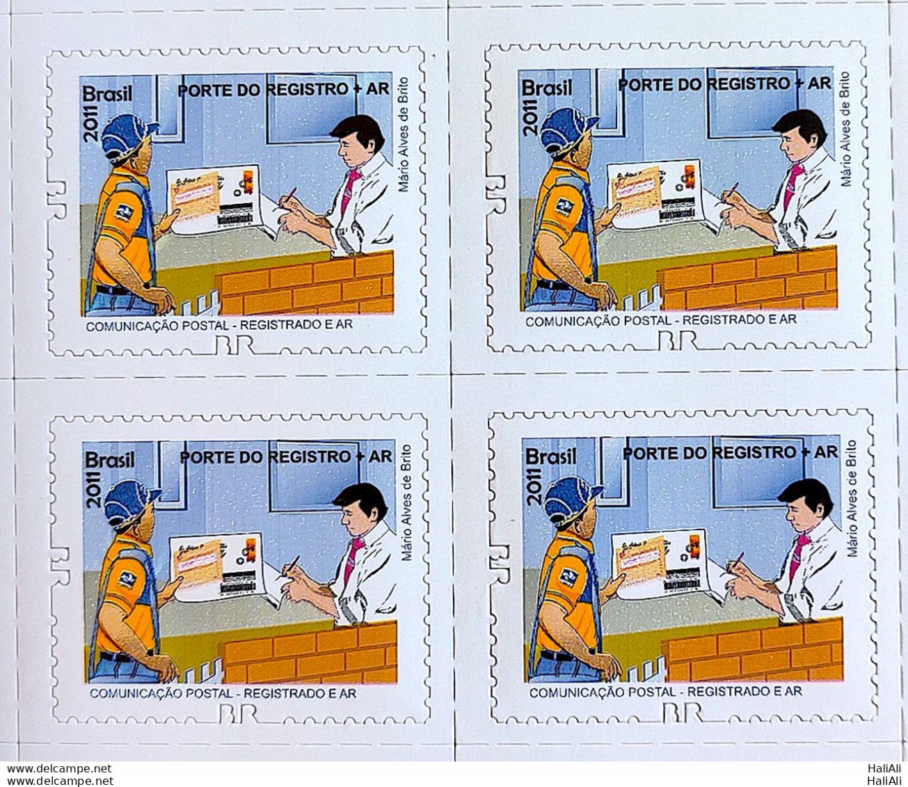 Brazil Regular Stamp RHM 860 Postal Services Registration + AR 2011 Block Of 4 - Ungebraucht