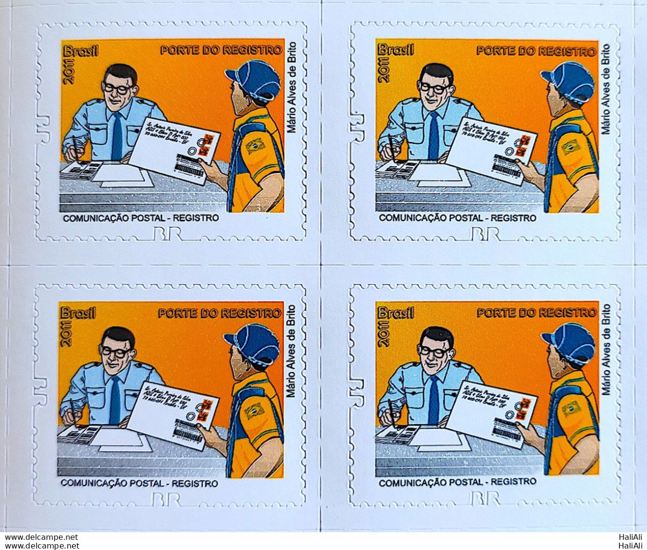 Brazil Regular Stamp RHM 857 Postal Service Registration 2011 Block Of 4 - Ungebraucht