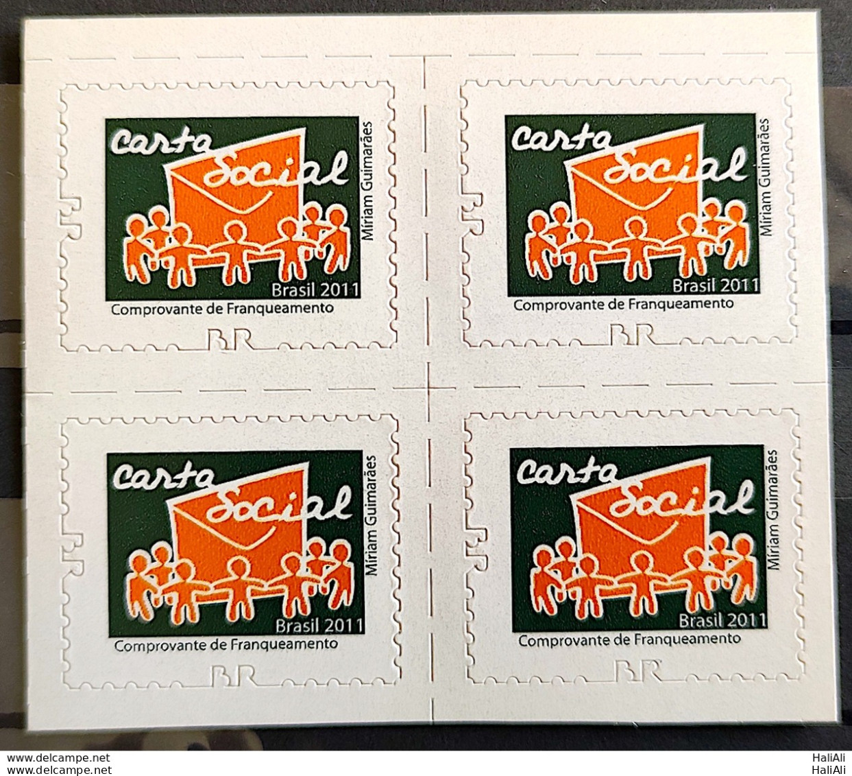 Brazil Regular Stamp RHM 856 Postal Service Social Letter 2011 Block Of 4 - Ongebruikt