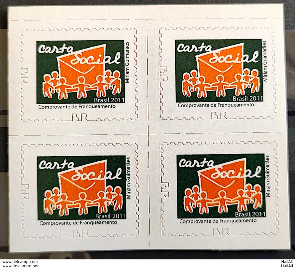 Brazil Regular Stamp RHM 856 Postal Service Social Letter 2011 Block Of 4 - Nuevos