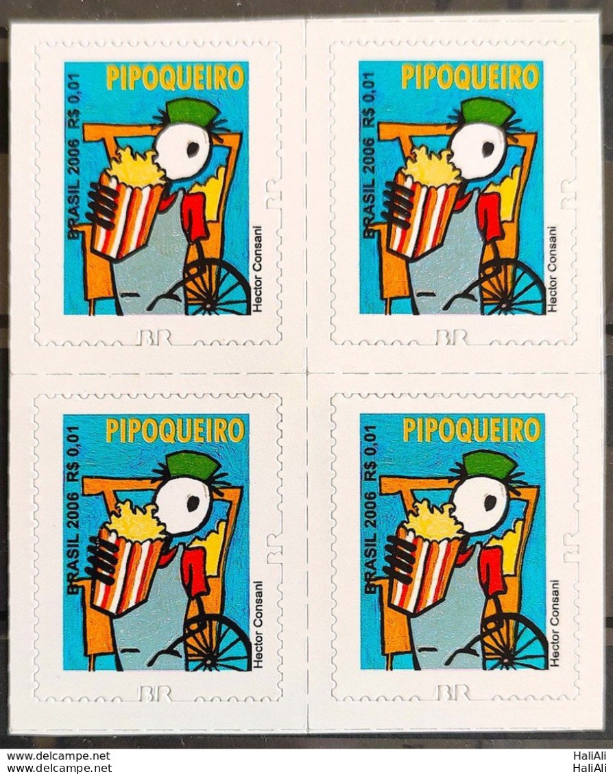 Brazil Regular Stamp RHM 851 Popcorn Maker Profession Work Economy 2011 Block Of 4 Perforation BR - Unused Stamps
