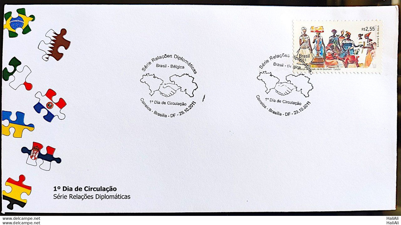 Brazil Envelope FDC 726 DB Diplomatic Relations Belgium Carnival Festival Music 2011 - Usati