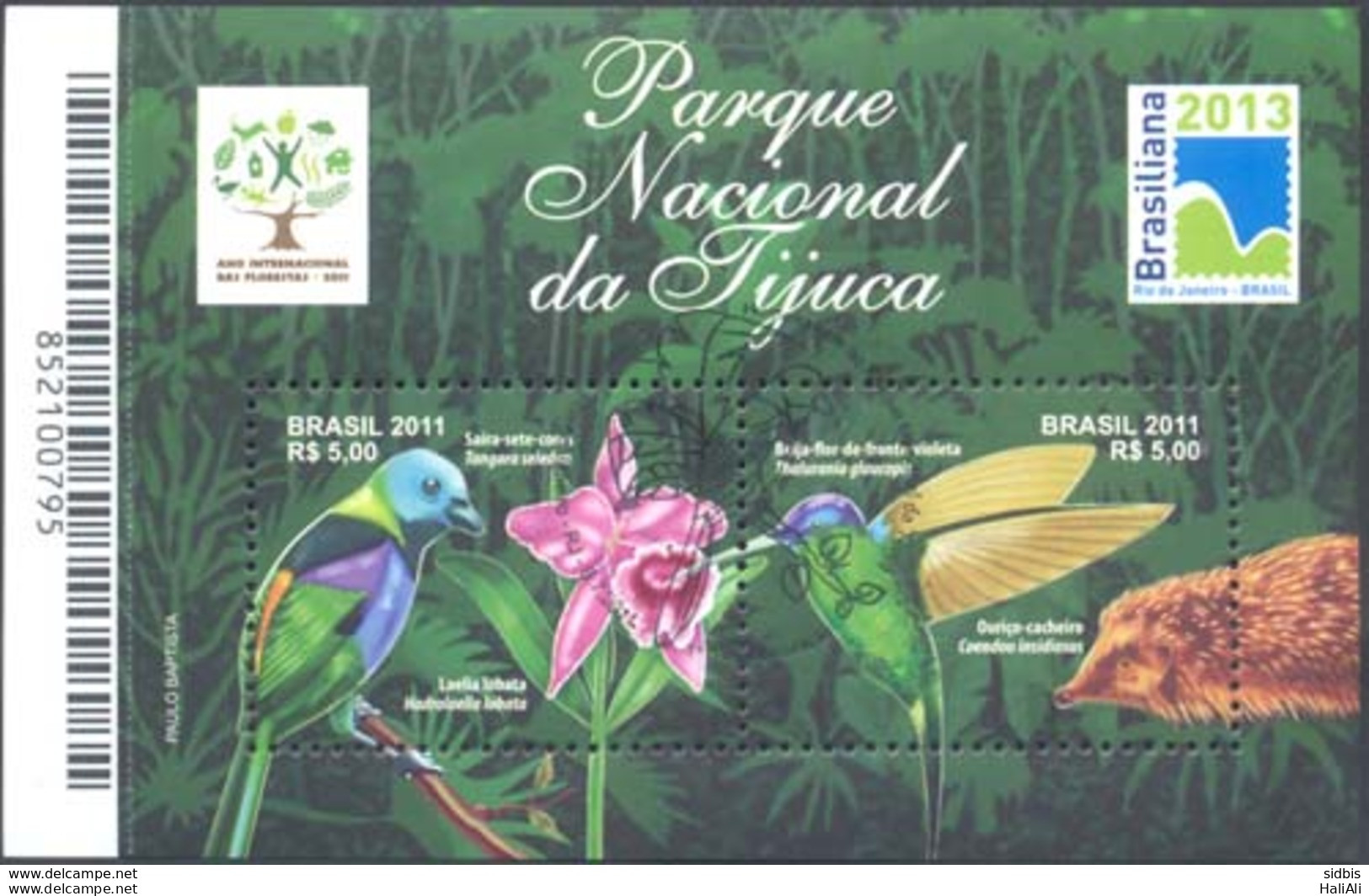 B 163 Brazil Stamp Tijuca National Park Hummingbird Fauna Flora 2011 CBC RJ - Ungebraucht