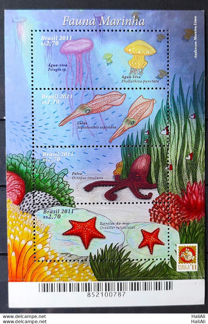 B 162 Brazil Stamp Marine Fauna 2011 Hole Clip 1 - Unused Stamps