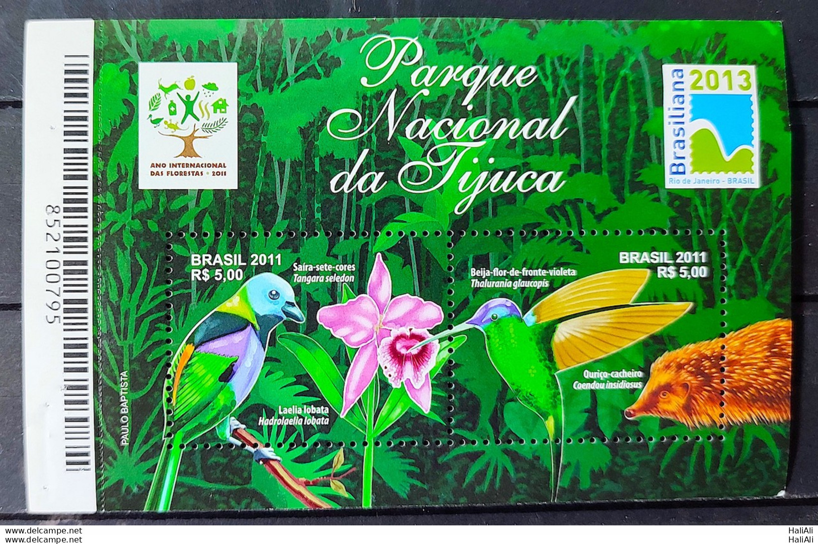 B 163 Brazil Stamp Tijuca National Park Hummingbird Fauna Flora 2011 Clip Hole 1 - Neufs