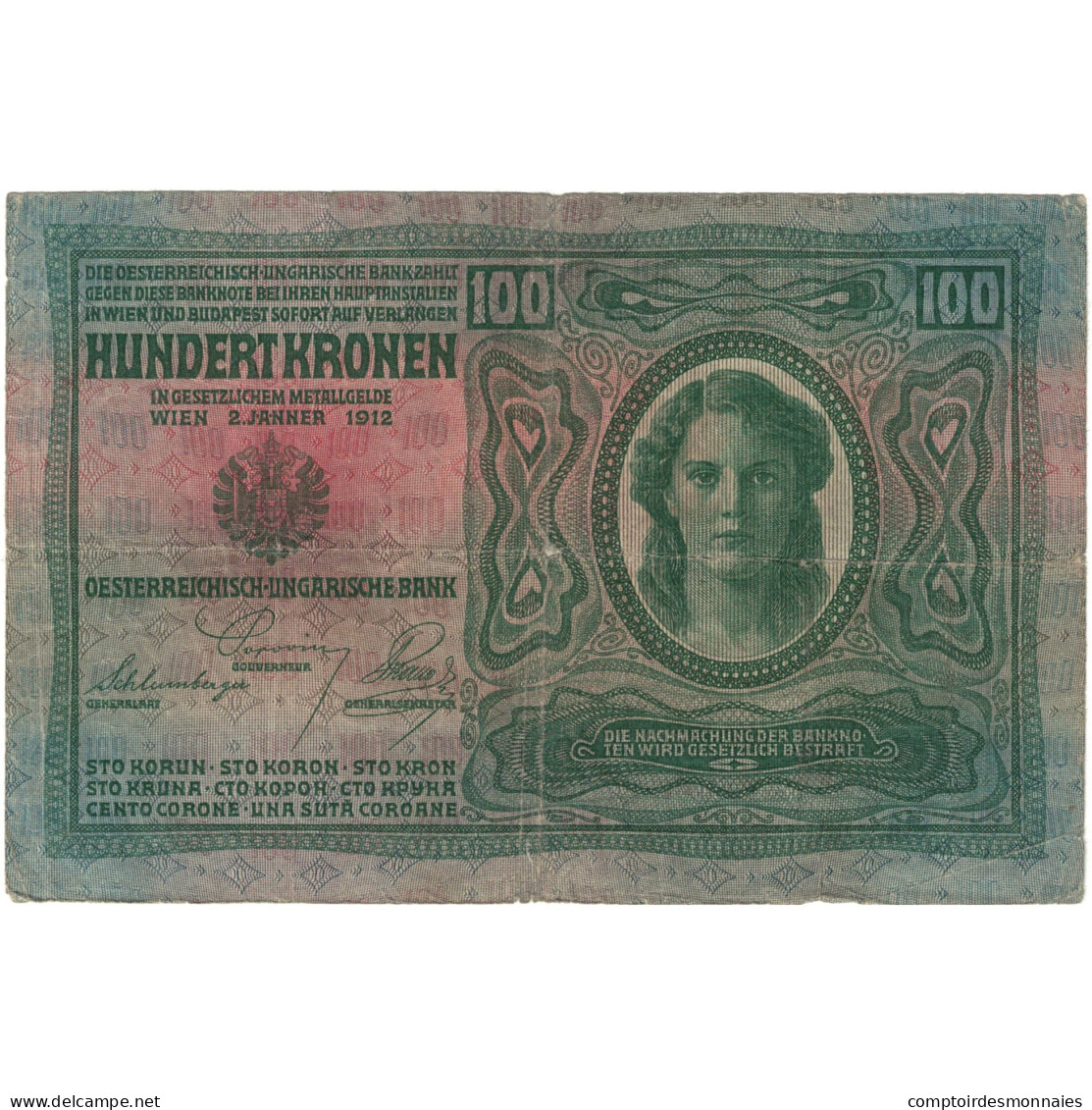 Billet, Autriche, 100 Kronen, 1912, KM:12, B - Autriche