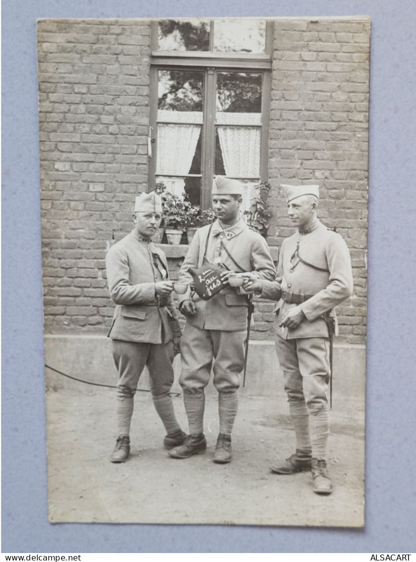 Carte Photo  3 Militaires , 2 Au Jus , Friemersheim - Personnages