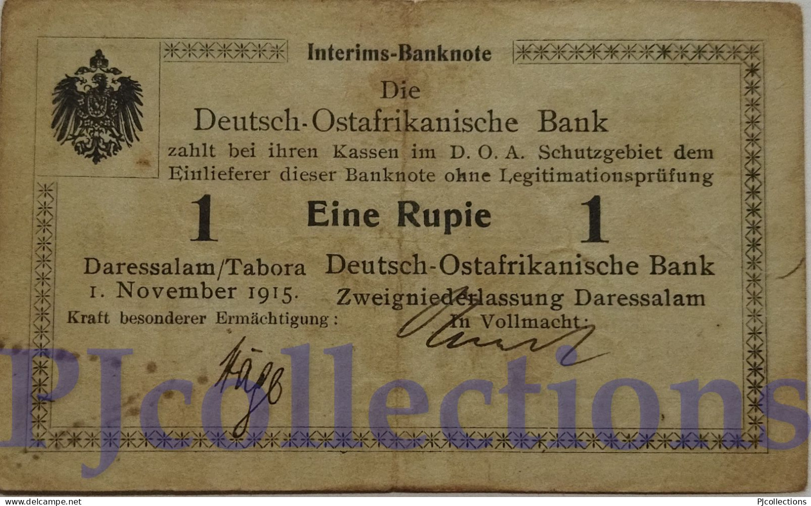 GERMAN EAST AFRICA 1 RUPIE 1915 PICK 9b XF - Deutsch-Südwestafrika