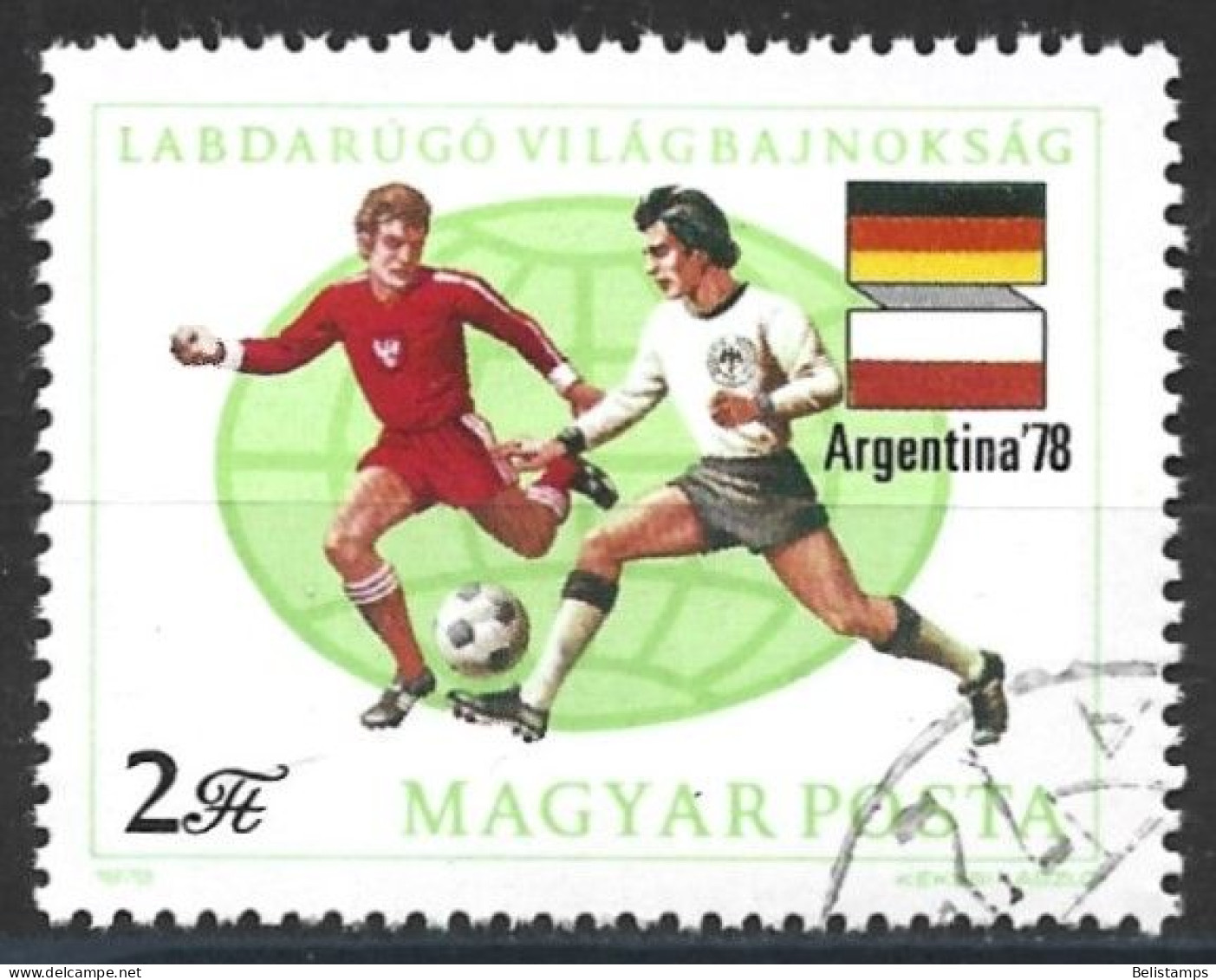 Hungary 1978. Scott #2522 (U) Soccer Players, Flags Of West Germany And Poland - Usado