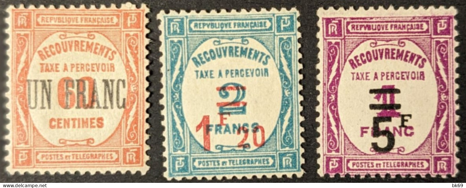 N°63 à 65 * Cote 190€ Recouvrements - 1859-1959 Postfris