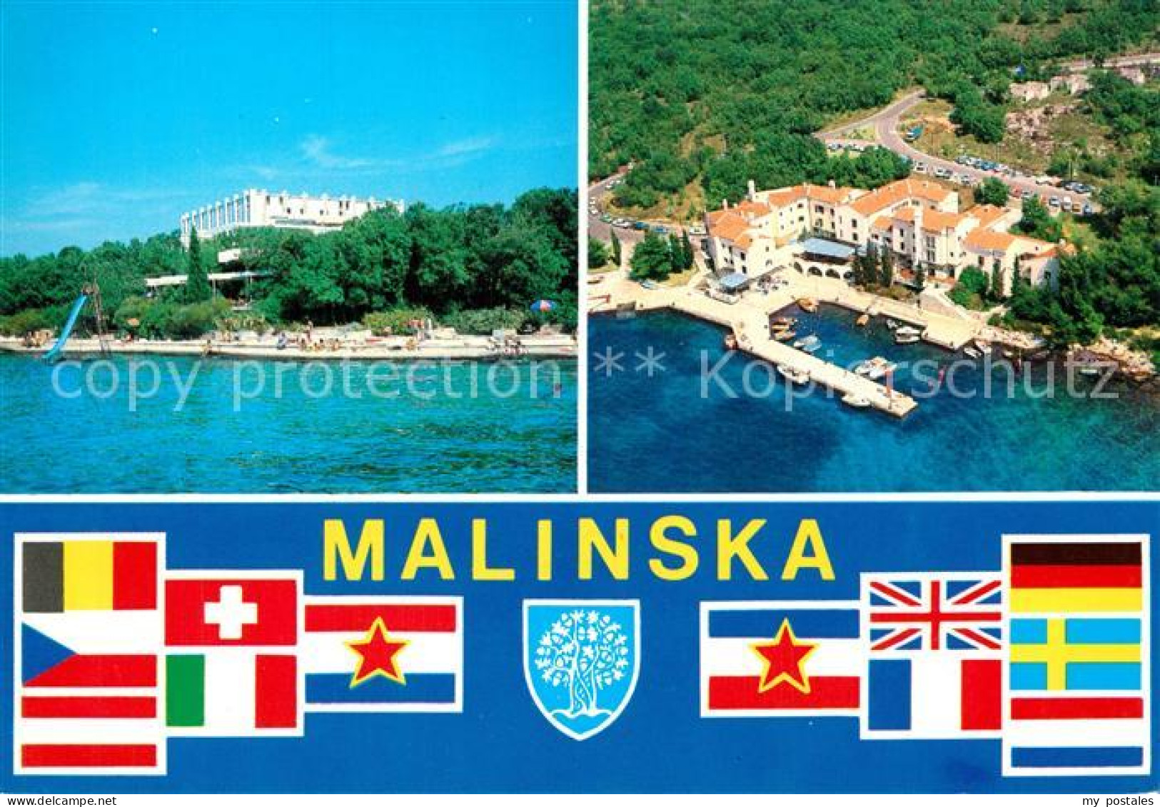 73531492 Malinska Krk Hotel Tamaris Fischerdorf Hafen Nationalflaggen Malinska K - Croatie