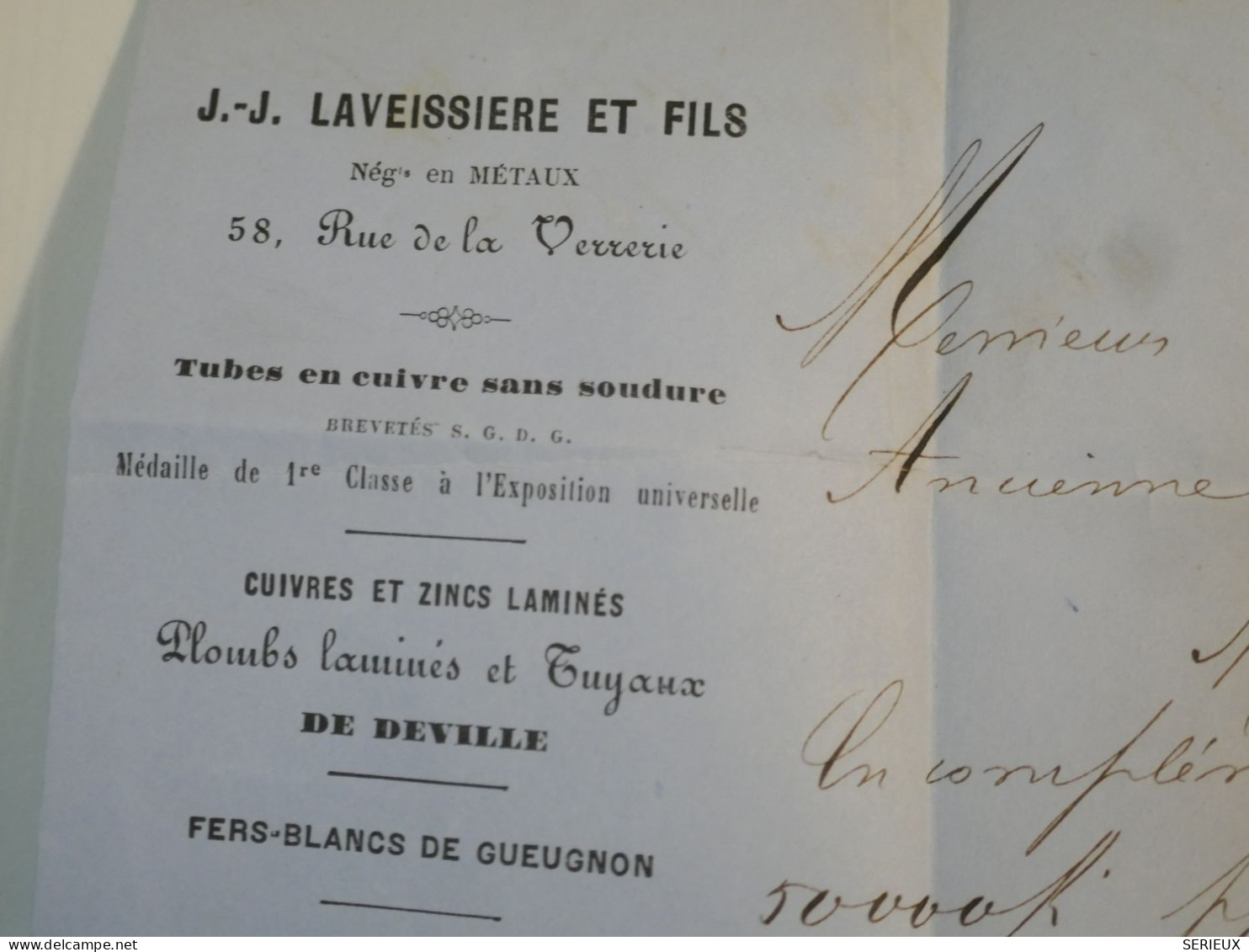 DK2 FRANCE BELLE  LETTRE RARE 1862  PARIS + N°21 PERCé EN LIGNES  .+VU BEHR.DISPERSION DE COLLECTION+ - 1853-1860 Napoléon III