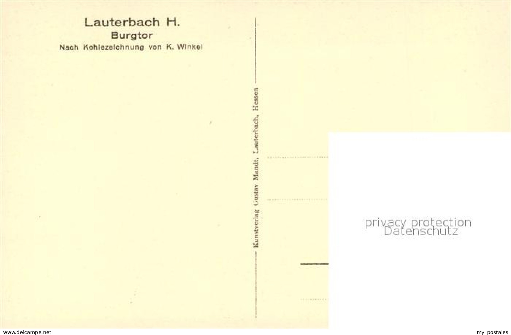 73530948 Lauterbach Hessen Burgtor Kohlezeichnung Von K. Winkel Kuenstlerkarte L - Lauterbach