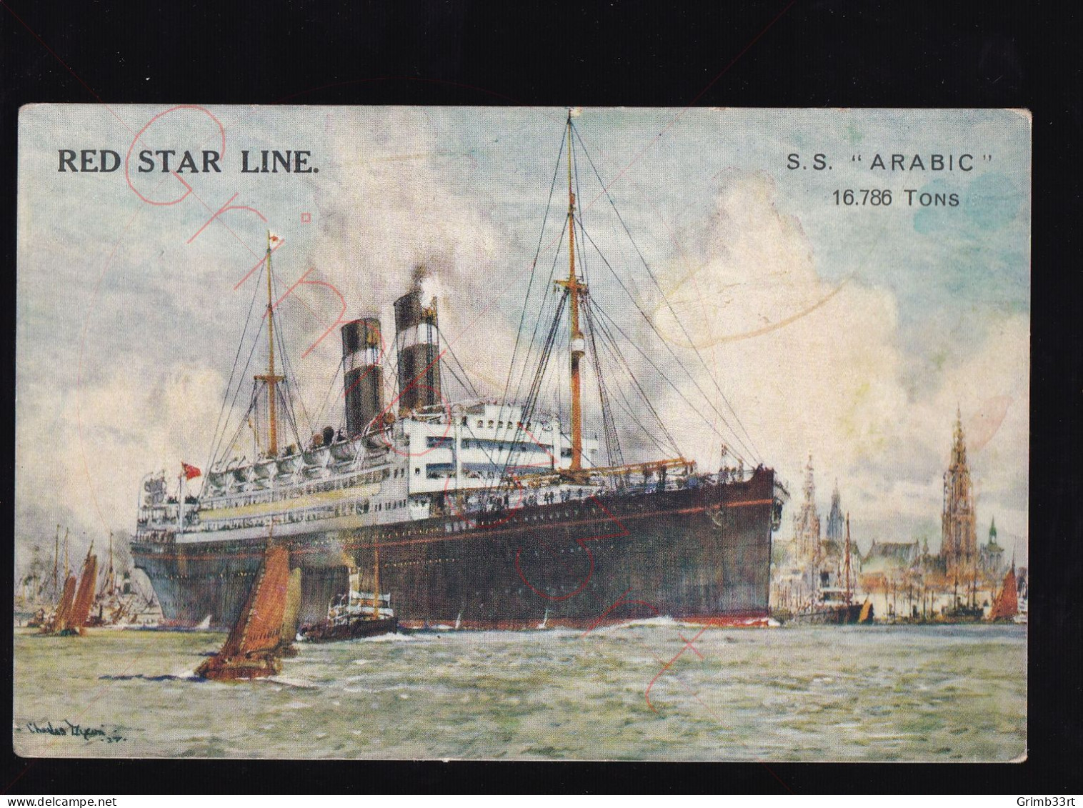 Red Star Line - S.S. Arabic - Postkaart - Tugboats