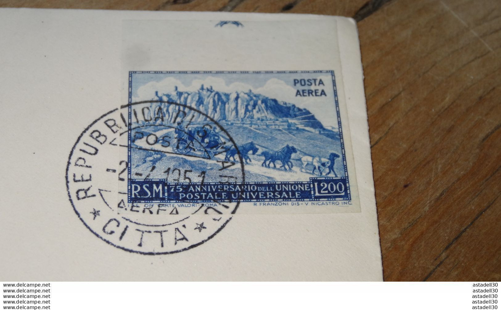 SAN MARINO : 75e Anniversario UPU , 02/04/1951, Non Dentelé FDC   ...... PHI ..... CL-1-8 - Storia Postale