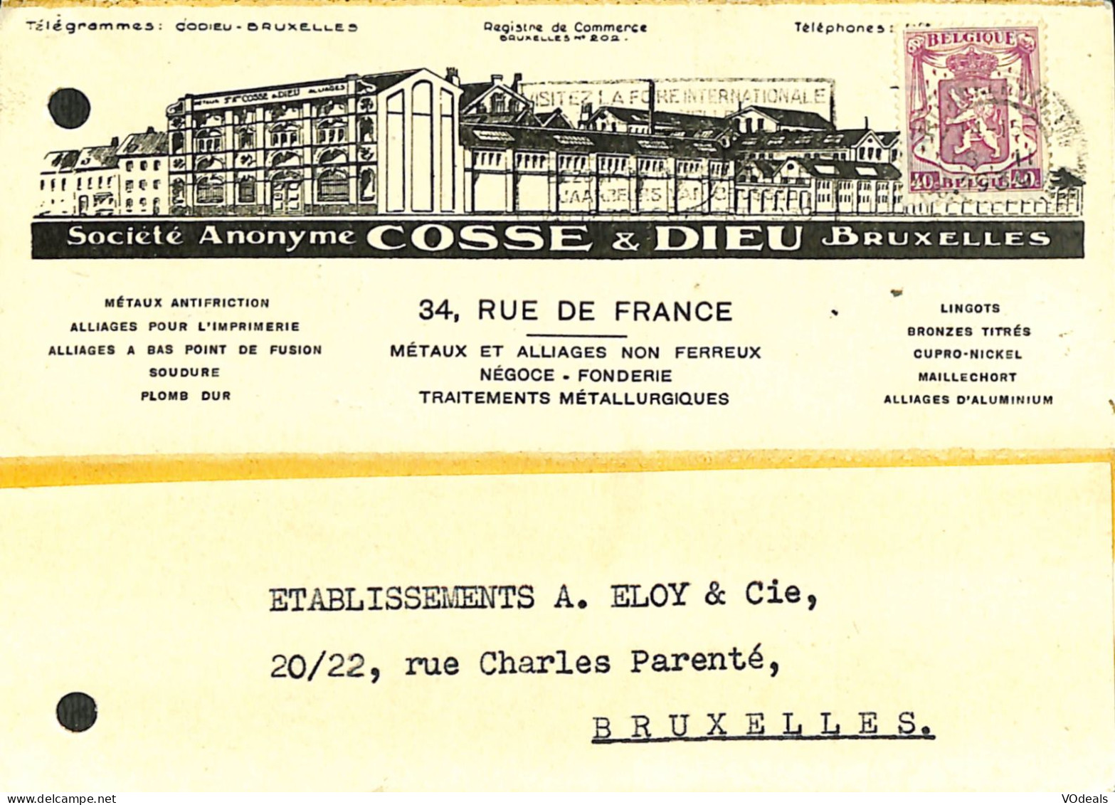 Belgique - Carte Postale - Entier Postal - 1939 - Bruxelles - Bruxelles - 40 Centimes - Postcards 1934-1951