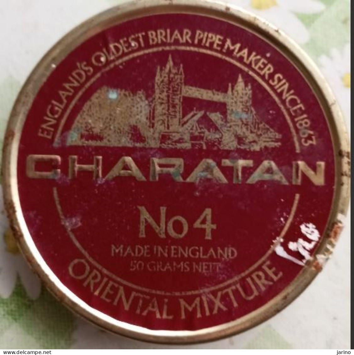 Ancient Empty Metal Tobacco Box CHARATAN No. 4, England's Oldest Briar Pipe Maker, Made In England, Average 10,5 Cm - Cajas Para Tabaco (vacios)