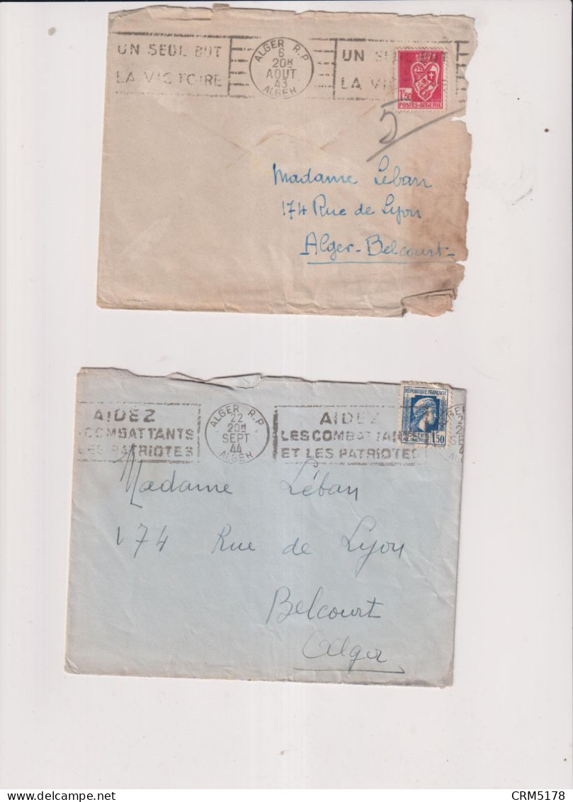 1943-ALGERIE FRANCAISE-2 Enveloppes OB-TAMPONS PATRIOTIQUES - Oblitérés