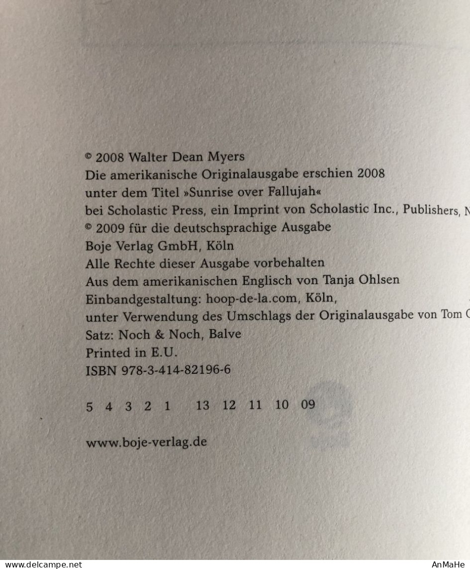 B1316 - Leseexemplar: Himmel über Falludscha - Walter Dean Myers - Roman - Entretenimiento