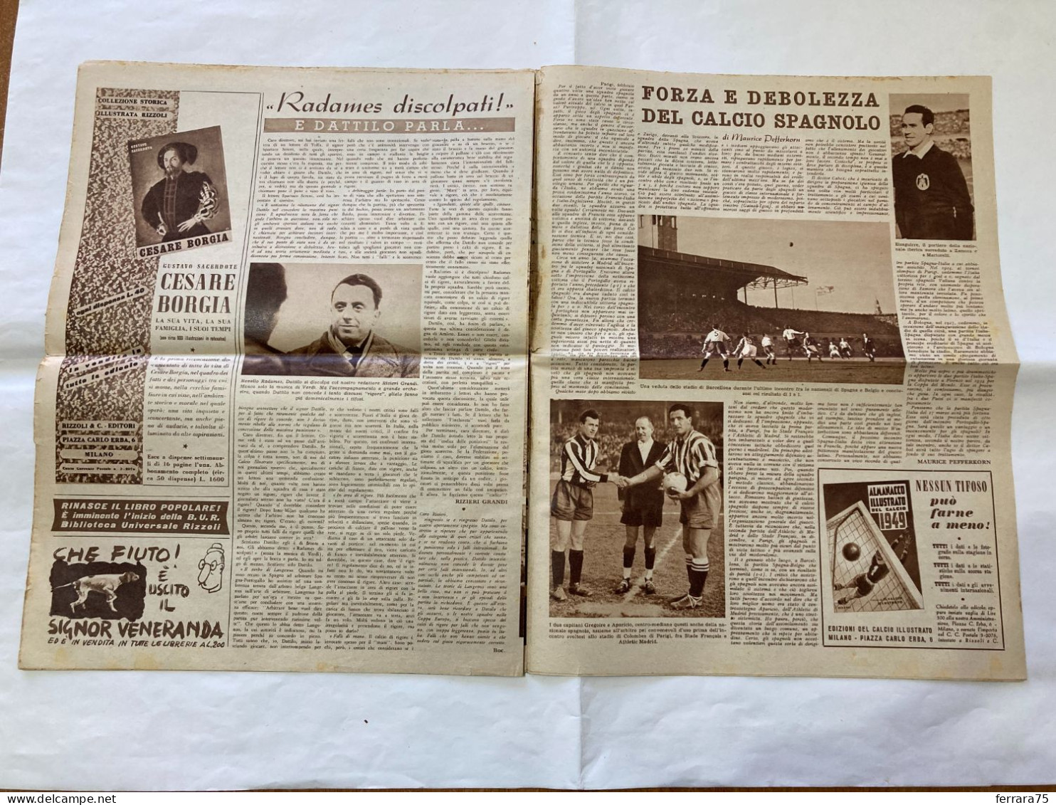 IL CALCIO ILLUSTRATO LA NAZIONALE- ITALIA-PORTOGALLO-TORINO-MILAN N.9 1949.