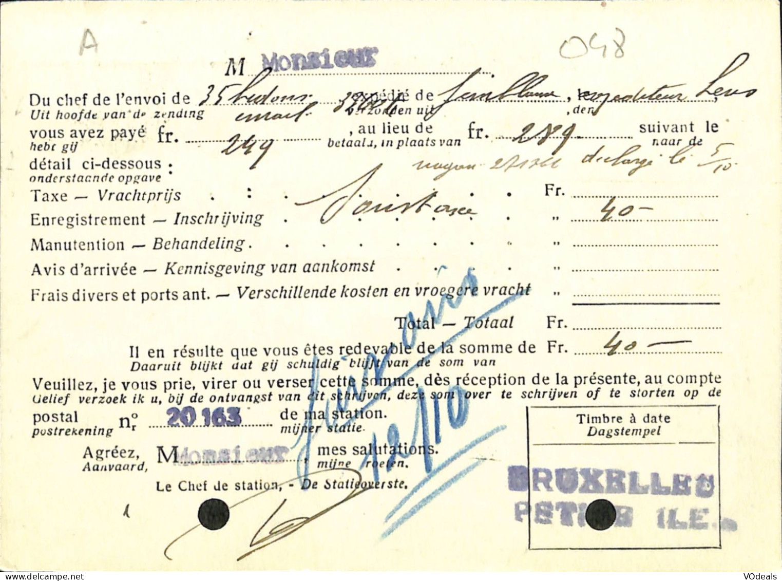 Belgique - Carte Postale - Service - Société Nationale Des Chemins De Fer Belge - 1931 - 10 Centimes - Gebraucht