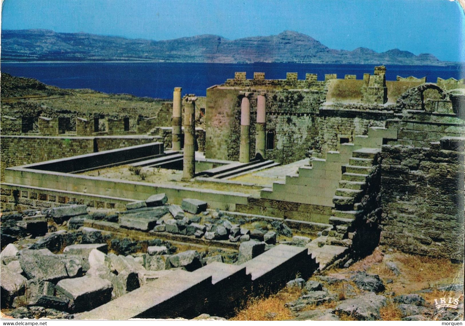 54340. Postal RODAS (Grecia) 1961. Vista De Acropolis De Lindos, Ruinas - Cartas & Documentos