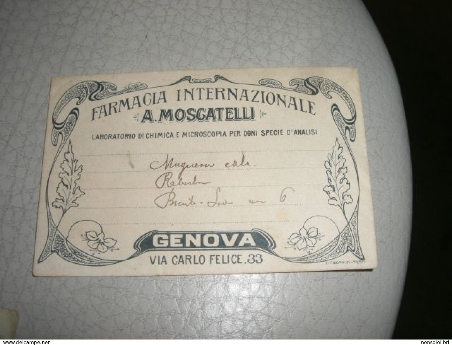 BUSTA FARMACIA INTERNAZIONALE A.MOSCATELLI -SALE DI KARLSBAD - Publicités