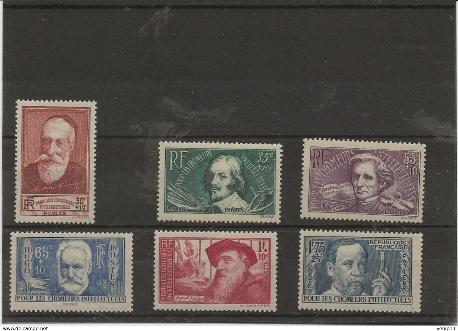 SERIE N° 380 A 385 -CHOMEURS INTELLECTUELS  -NEUVE SANS CHARNIERE -ANNEE 1938 - COTE : 92 € - Unused Stamps