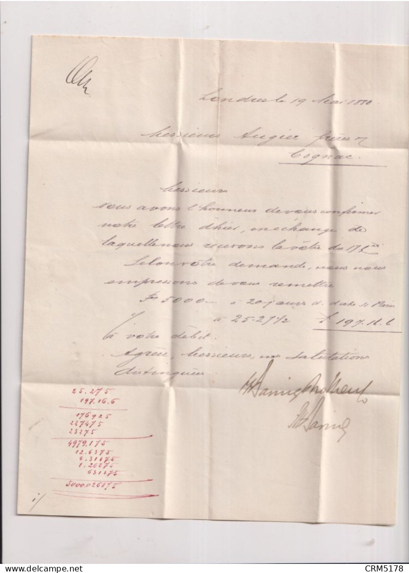 GRANDE-BRETAGNE-LL.-TP N°57-PLANCHE 19 --19 MAI 1880DE LONDRES POUR LA FRANCE - Used Stamps