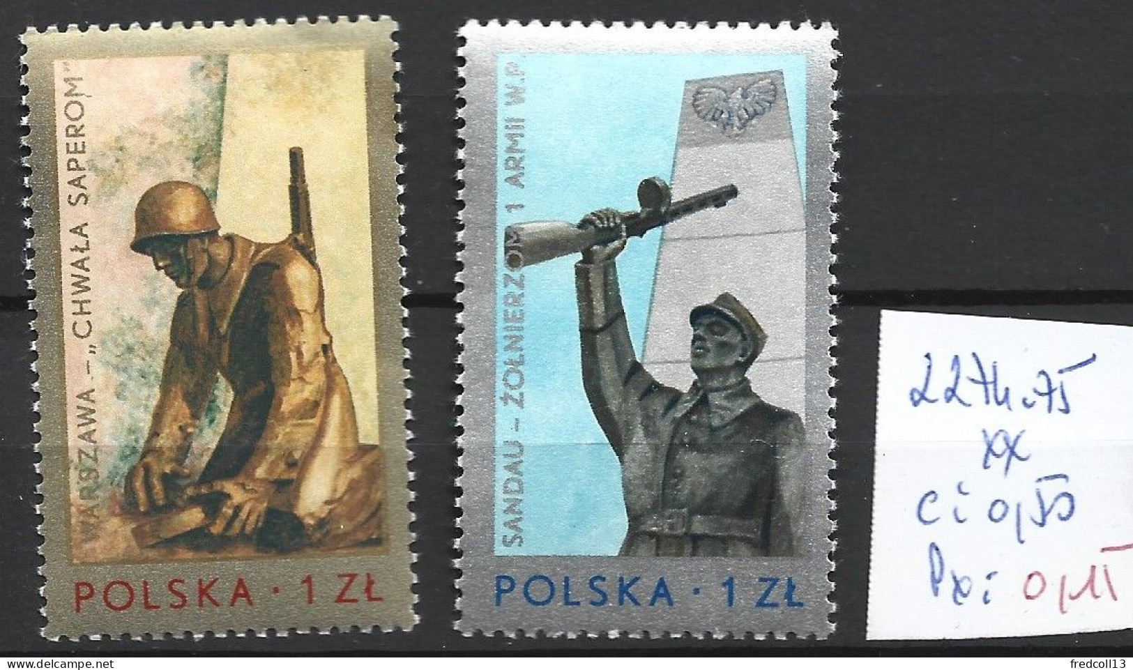 POLOGNE 2274-75 ** Côte 0.50 € - Nuevos