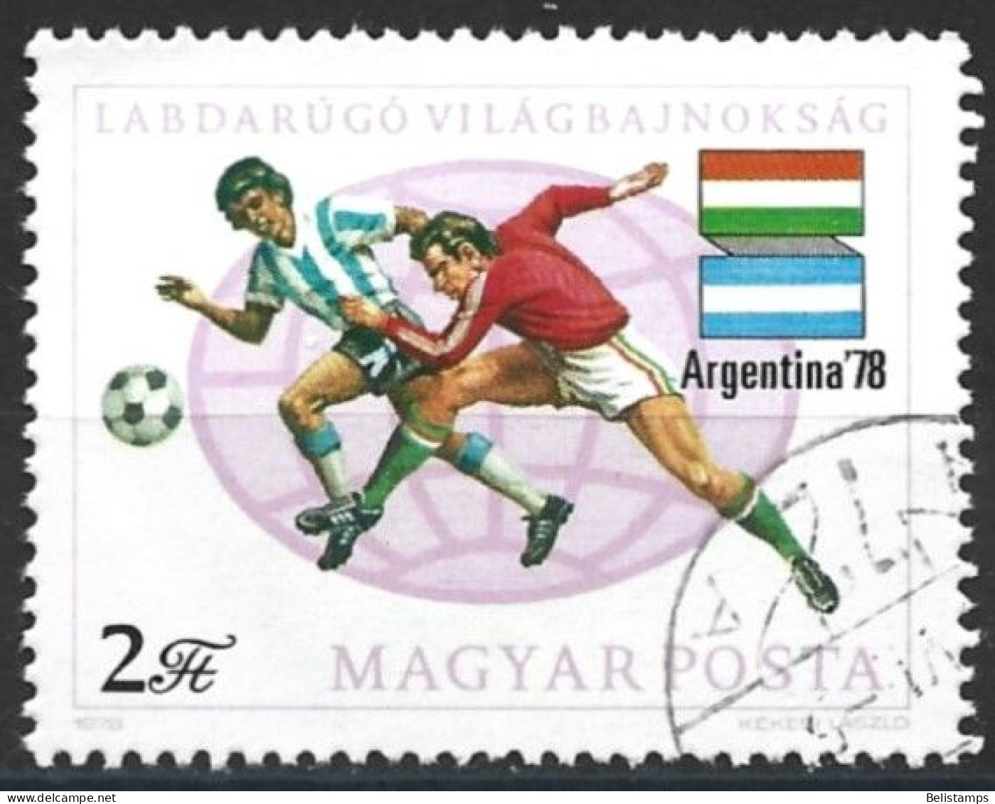 Hungary 1978. Scott #2523 (U) Soccer Players, Flags Of Hungary And Argentina - Usado