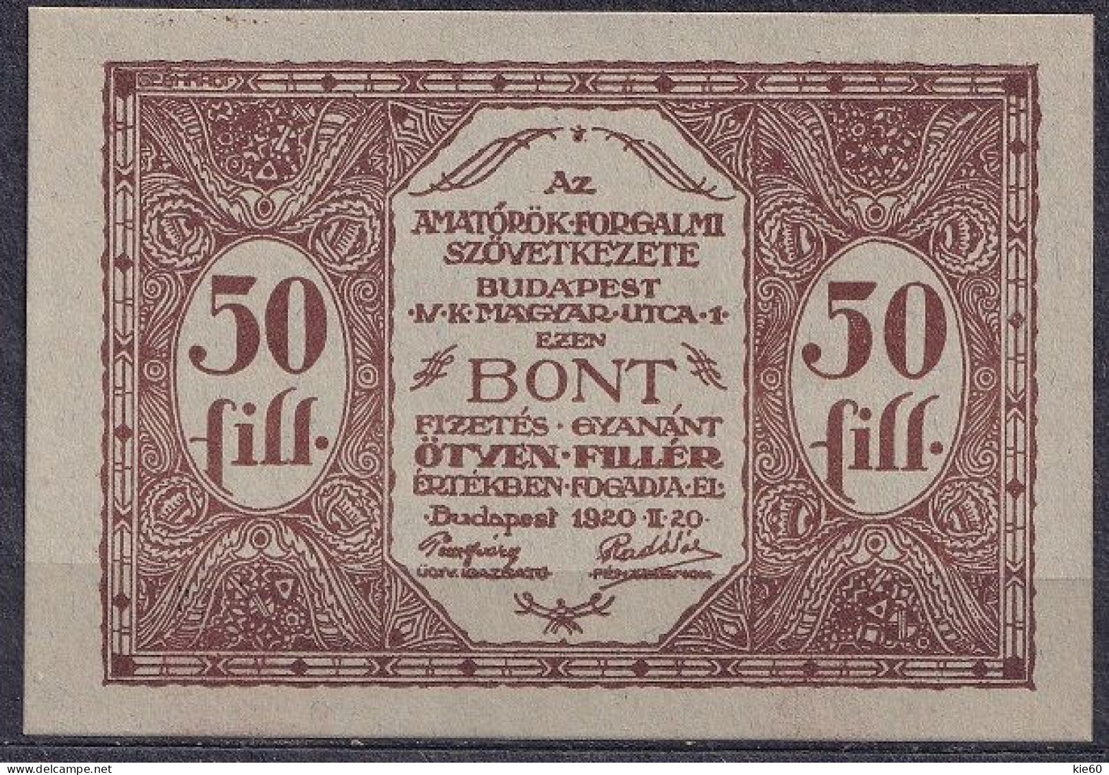 Hungary - 1920 -  50 Filler...UNC - Hungary