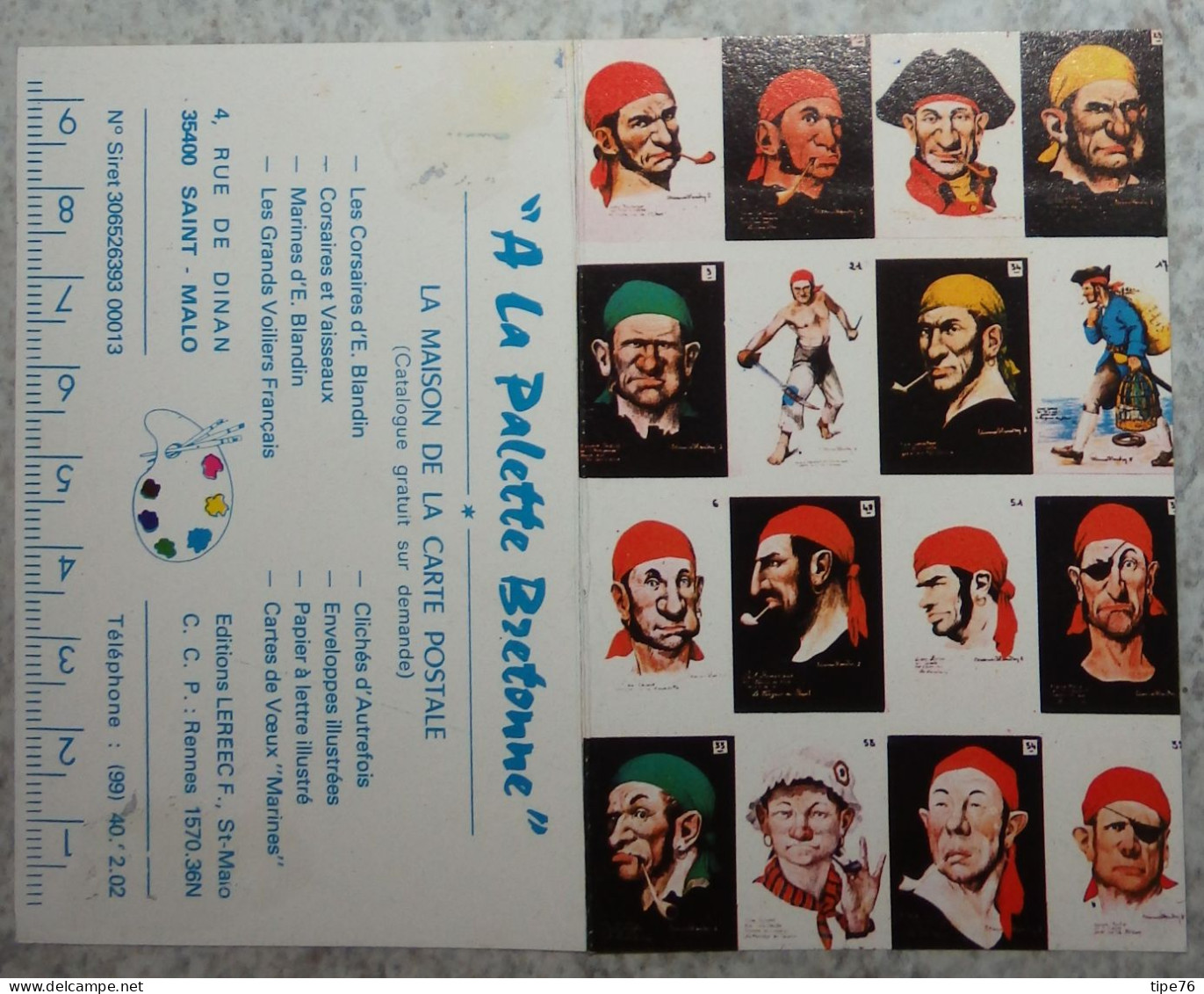 Petit Calendrier Poche 1987 Illustration Pirates " à La Palette Bretonne " Saint Malo Ille Et Vilaine - Small : 1981-90