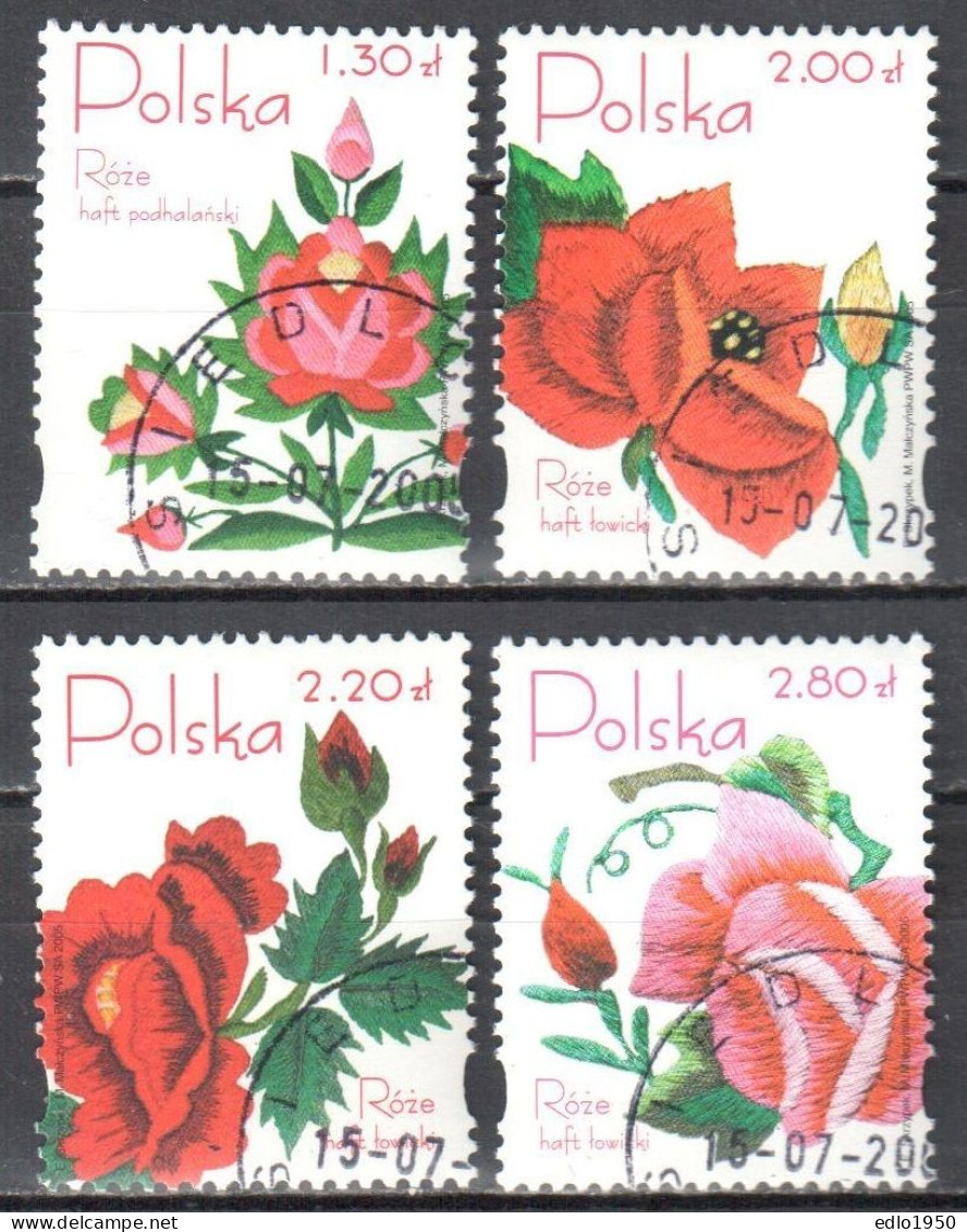 Poland  2005 Roses  - Mi 4195-98 - Used - Oblitérés
