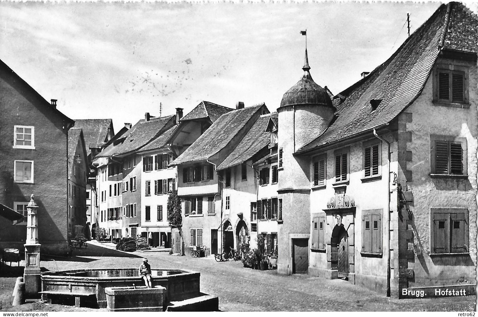 BRUGG ► Quartier In Der Hofstatt Mit Alten Häusern Und Brunnen Anno 1946 - Brugg