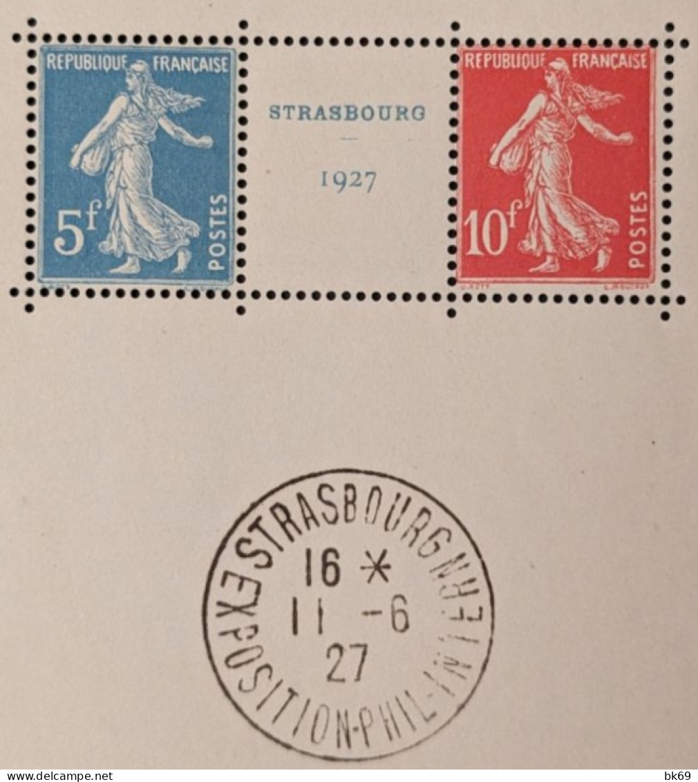 Cote 1350€ Bloc F N° 2* (Paire 242A**) Semeuse 5F & 10F, Exposition Strasbourg De 1927 - Mint/Hinged